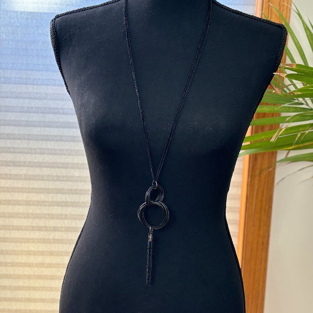 *NEW* Two Loop Black Tassel Long Body Necklace
